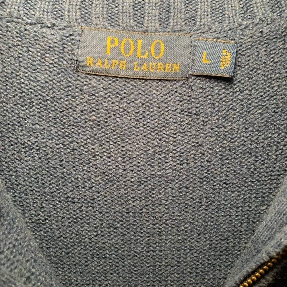 Polo by Ralph Lauren 1/4 zip Navy Sweater Men’s sz Large - Picture 4 of 7